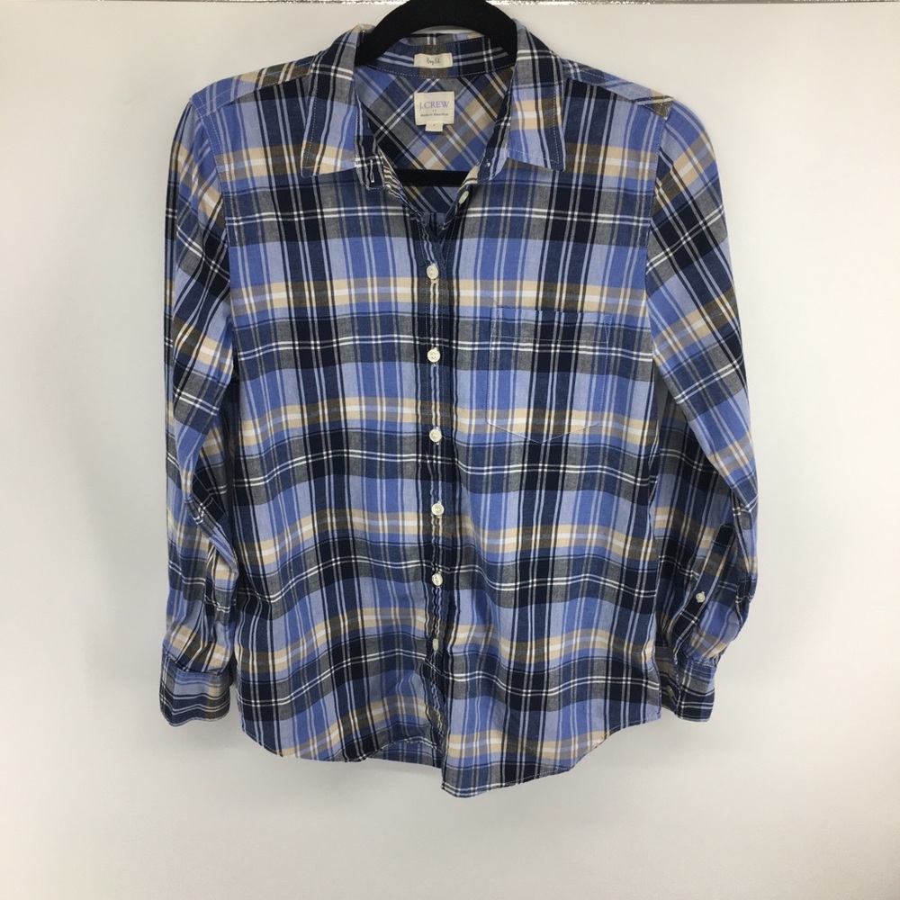 J Crew Boy Fit Plaid Button Down Shirt
